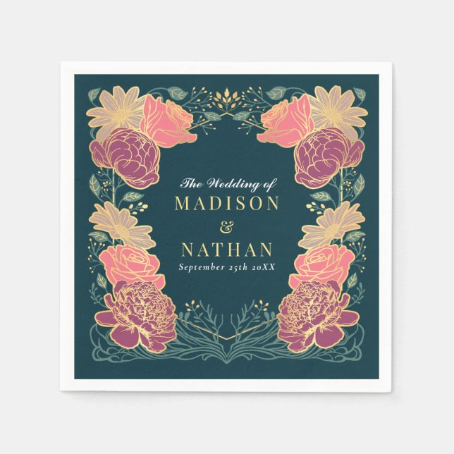 Fantasy Enchanted Floral Garden Wedding  Napkin (Front)