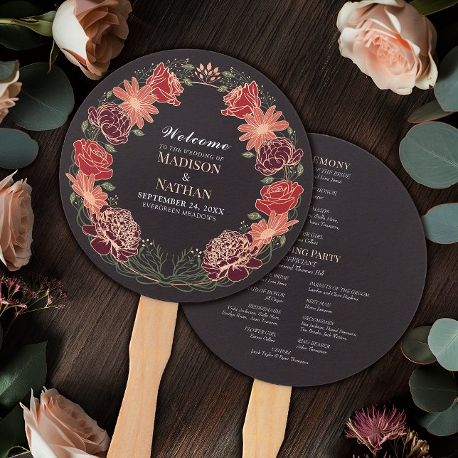 Fantasy Enchanted Floral Garden Wedding Program Hand Fan (Creator Uploaded)