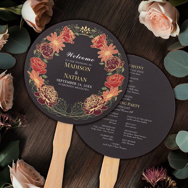 Fantasy Enchanted Floral Garden Wedding Program Hand Fan (Creator Uploaded)