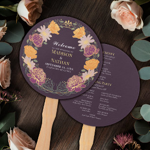 Fantasy Enchanted Floral Garden Wedding Program Hand Fan