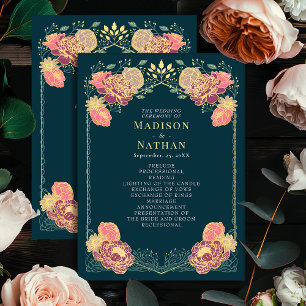 Fantasy Enchanted Floral Garden Wedding Program Programme