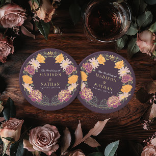 Fantasy Enchanted Floral Garden Wedding Round Paper Coaster