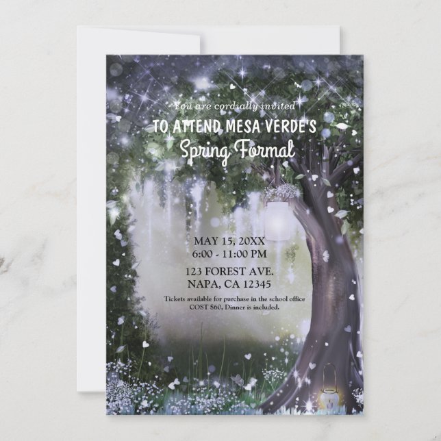 Fantasy Enchanted Lavender Love Forest Prom Dance Invitation (Front)