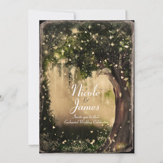 Fantasy Enchanted Love Forest Vintage Wedding  Invitation (Front)