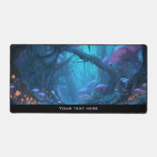 Fantasy Enchanted Mushroom Forest Blue Woodland Desk Mat