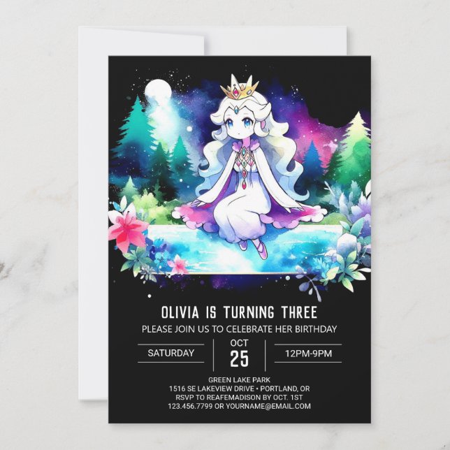 Fantasy Enchanted Princess Birthday Invitation (Front)