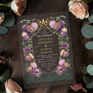 Fantasy Enchanted Purple Floral Garden Wedding Acrylic Invitations