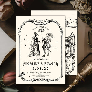 Fantasy Engraving Art Mediaeval Wedding Invitation