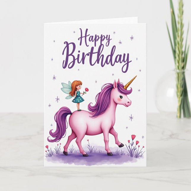 Fantasy Equine Child Birthday Card (Front)