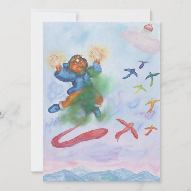 Fantasy Eros God Light Dimension Watercolour Love Invitation (Front)