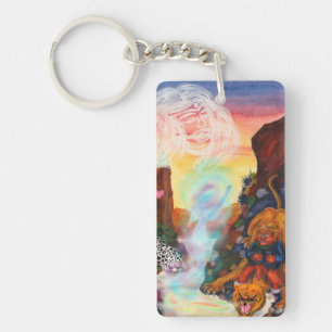Fantasy Eros Lion Princess Goddess Snow Leopard Key Ring