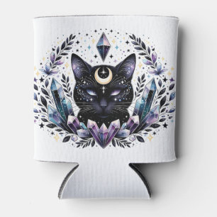 Fantasy Esoteric Crystal Black Cat  Can Cooler