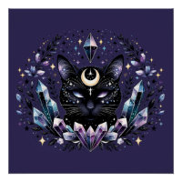 Fantasy Esoteric Crystal Black Cat