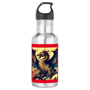 Fantasy European Dragon - Woodcut 1 532 Ml Water Bottle