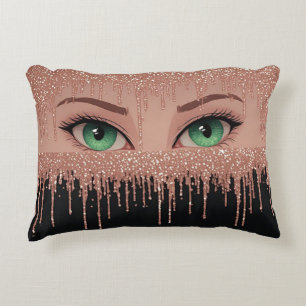 Fantasy Eyes With Rose Gold Dripping Decorative Cushion