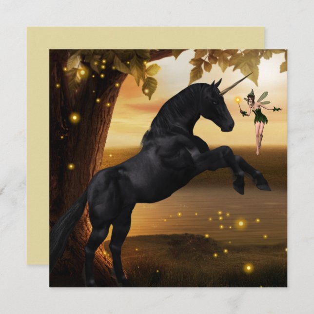 Fantasy Fairy & Black Unicorn (Front/Back)