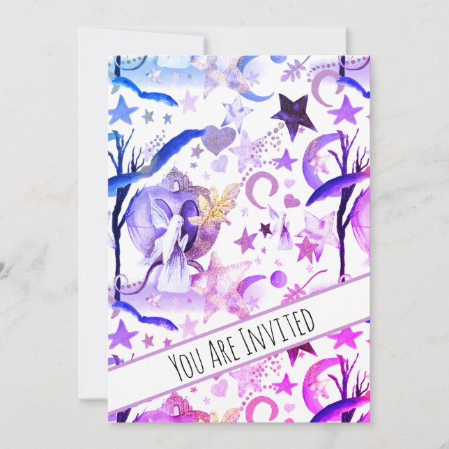 *~* Fantasy Fairy Moon Sky  Baby Shower Invitation (Front)