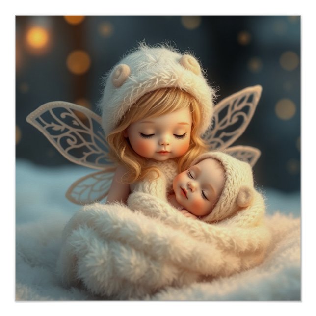 Fantasy Fairy Mother and Baby Art Poster (Front)
