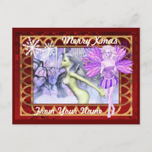 Fantasy fairy personalised christmas holiday postcard