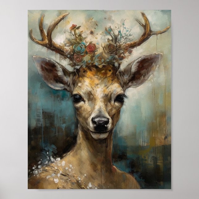Fantasy Fairy Tale Deer Woman Boho Poster (Front)