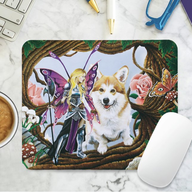 Fantasy Fairy Warrior Corgi Magical Forest Mouse Pad (Creator Uploaded)