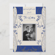 Fantasy Fairy Wedding Invitation in Blue and Gold