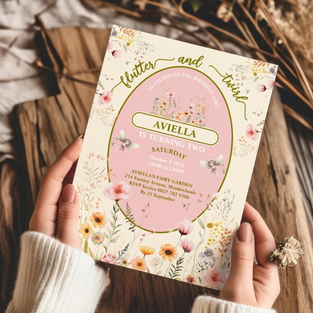 Fantasy fairy wildflower girls's pink Invitation (Creator Uploaded)