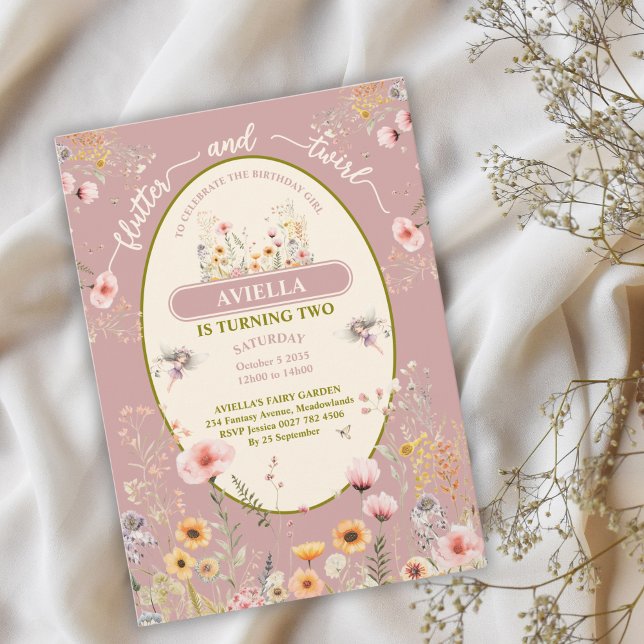 Fantasy fairy wildflower girls's pink Invitation (Creator Uploaded)