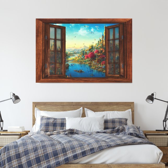 Fantasy Fake Window Kids Room Decor Canvas Print (Insitu(Bedroom))