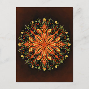 Fantasy Fire Flame Mandala Postcard