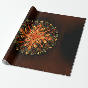 Fantasy Fire Flame Mandala Wrapping Paper