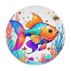 Fantasy Fish Scene Design Cutting Board