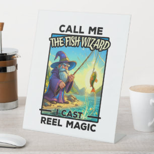Fantasy Fishing Wizard - Reel Magic Pedestal Sign