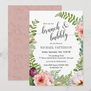 Fantasy Floral Brunch and Bubbly Bridal Shower Invitation