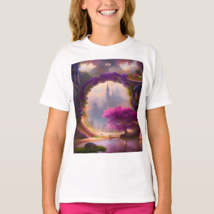 Fantasy floral courtyard pink tree  T-Shirt