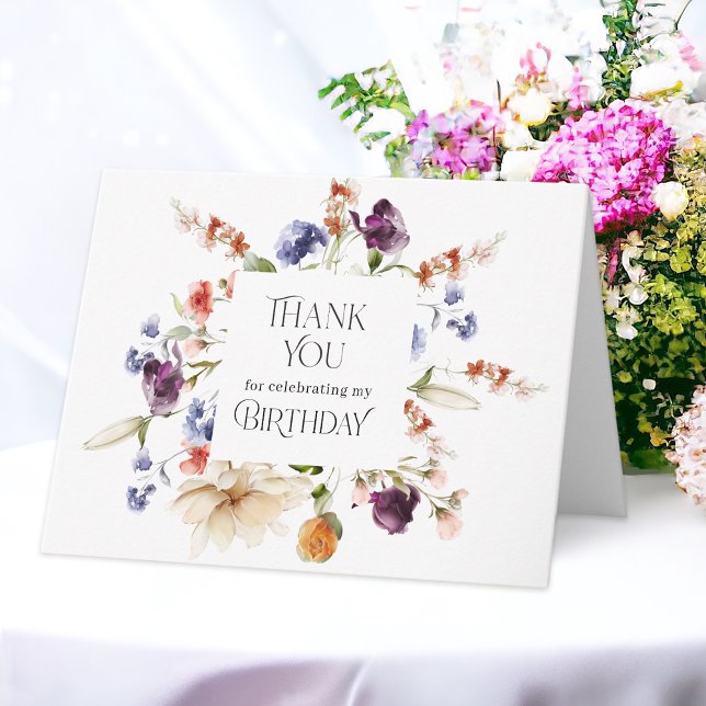 Fantasy Floral Elegant Birthday Thank You Card (Creator Uploaded)