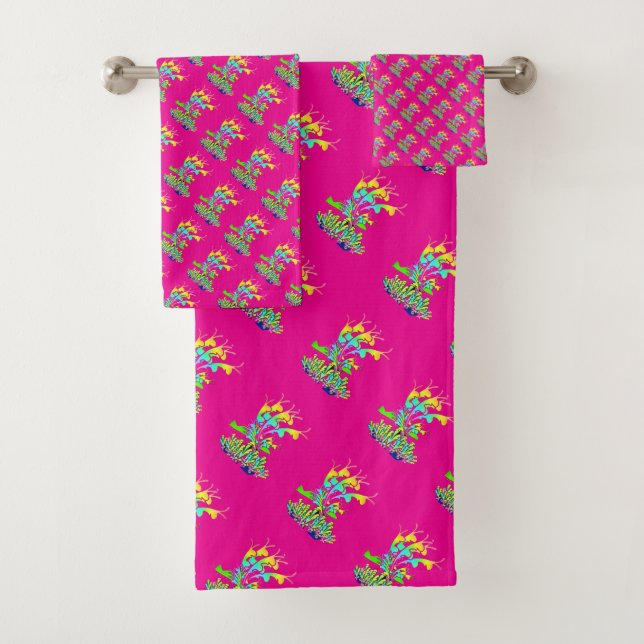 Fantasy Floral Hot Pink    Bath Towel Set (Insitu)