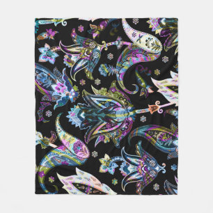 Fantasy Floral Paisley: Seamless Ornament Fleece Blanket