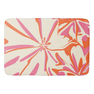 Fantasy Floral - Pink, Orange and Cream Bath Mat