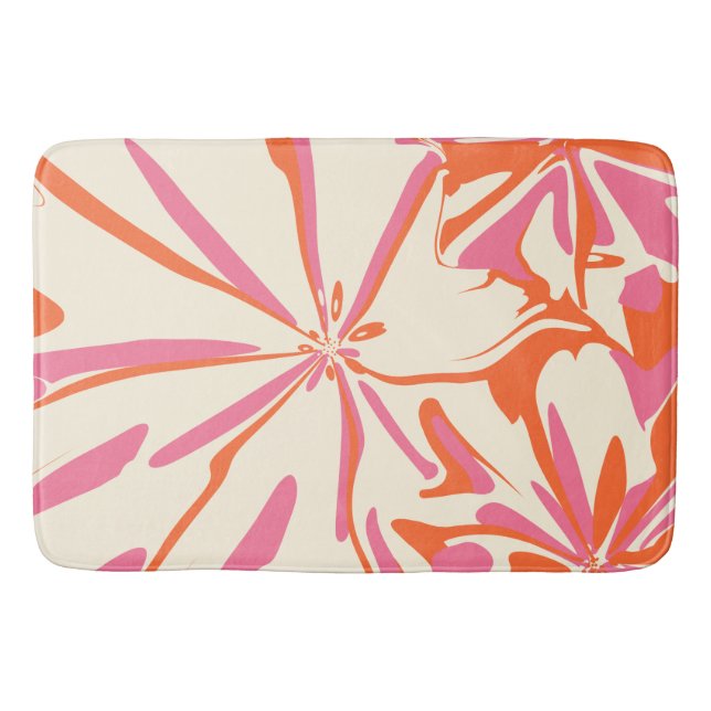 Fantasy Floral - Pink, Orange and Cream Bath Mat (Front)
