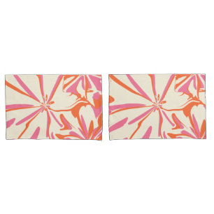 Fantasy Floral - Pink, Orange and Cream Pillowcase