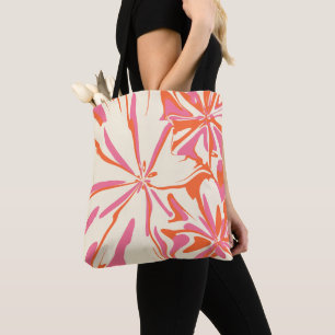 Fantasy Floral - Pink, Orange and Cream Tote Bag