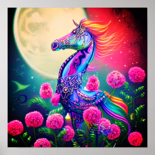 Fantasy floral seahorse    poster