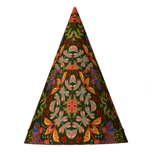 Fantasy Floral Square Pocket Design Party Hat