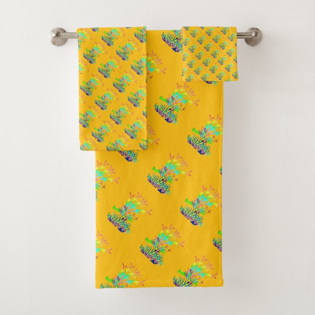 Fantasy Floral Sunny Yellow     Bath Towel Set (Insitu)