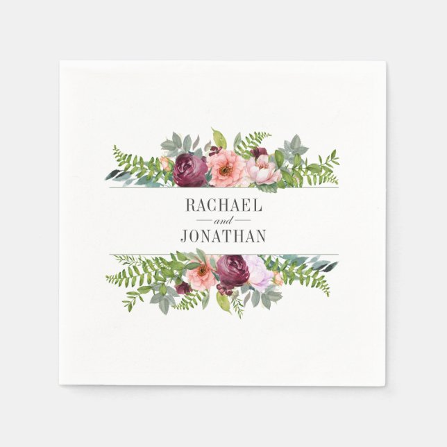 Fantasy Floral Wedding Napkin (Front)
