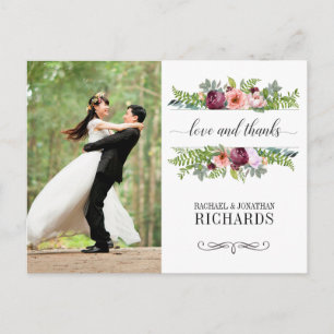 Fantasy Floral Wedding Photo Thank You Postcard