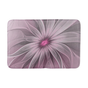 Fantasy Flower Abstract Plum Floral Fractal Art Bath Mat