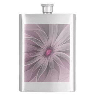 Fantasy Flower Abstract Plum Floral Fractal Art Hip Flask