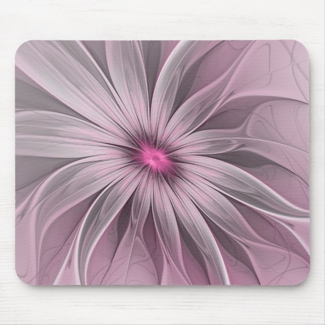 Fantasy Flower Abstract Plum Floral Fractal Art Mouse Pad (Front)